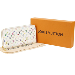 Louis Vuitton Wallet Canvas Purse White Designer Multicolor Monogram Zippy Long