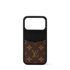 Louis Vuitton Bumper Pallas iPhone 17 Pro Case – Monogram Canvas & Black Leather Card Holder