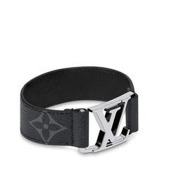 Louis Vuitton Bracelet Hockenheim Monogram Eclipse Silver Hardware | Size 21