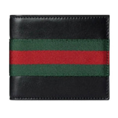 Gucci Web Wallet Leather Bi-Fold Black Soft Leather | Italy