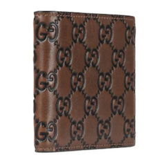 Gucci Wallet GG Emblem Leather Bi-Fold Brown & Black Embossed