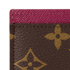 Louis Vuitton Card Holder Monogram Canvas Fuchsia Pink Leather Lining