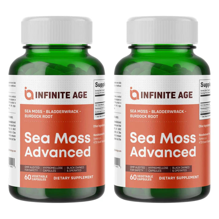 INFINITE AGE Sea Moss Advanced Superfood 1250 mg 60 Capsules 2 Pack