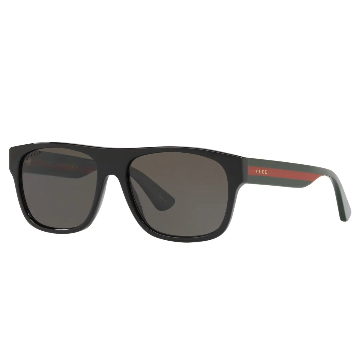 Gucci Men’s Sunglasses Polarized GG0341S Shiny Black Frame Grey Lens | Italy