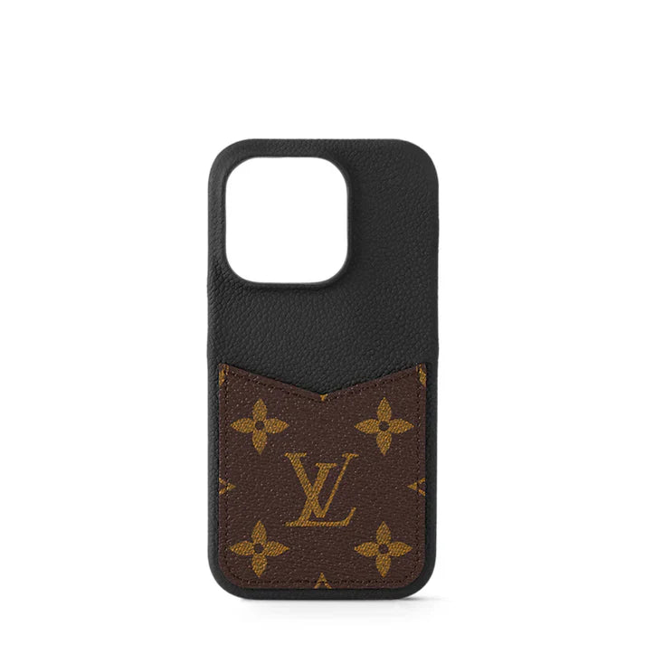 Louis Vuitton Bumper Pallas iPhone 15 Pro Case – Monogram Canvas & Black Leather Card Holder