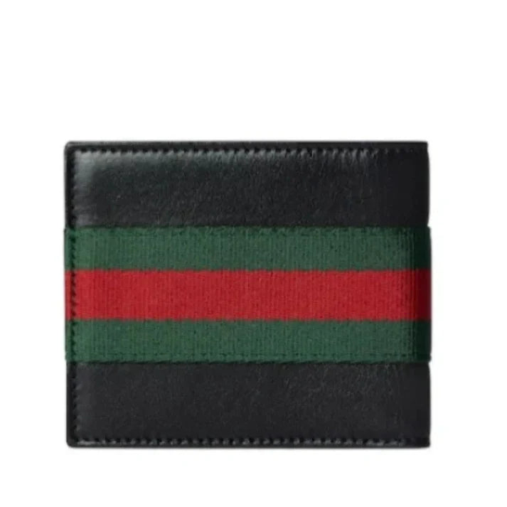 Gucci Web Wallet Leather Bi-Fold Black Soft Leather | Italy