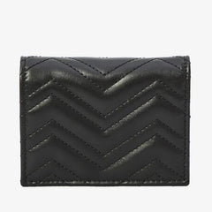 Gucci GG Marmont Leather Card Case Wallet – Black Matelassé with Double G