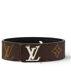 Louis Vuitton Bracelet Adjustable Slim for Men Brown Canvas, Size 21