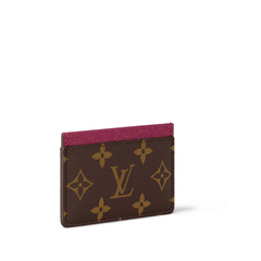 Louis Vuitton Card Holder Monogram Canvas Fuchsia Pink Leather Lining