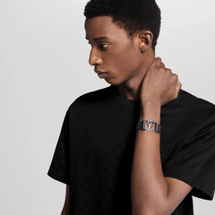 Louis Vuitton Bracelet Hockenheim Monogram Eclipse Silver Hardware | Size 21